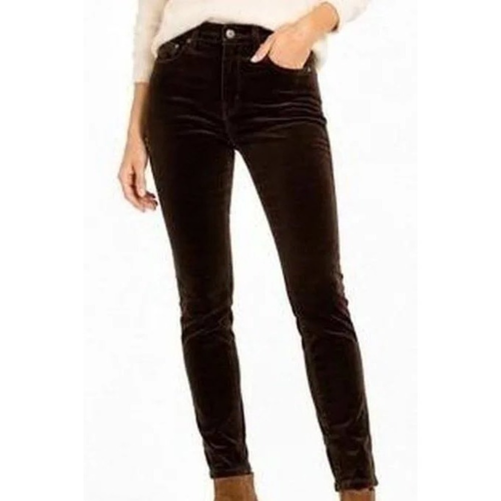 AG Adriano Goldschmied The Prima Mid-Rise Cigarette Corduroy Pants Black 28R